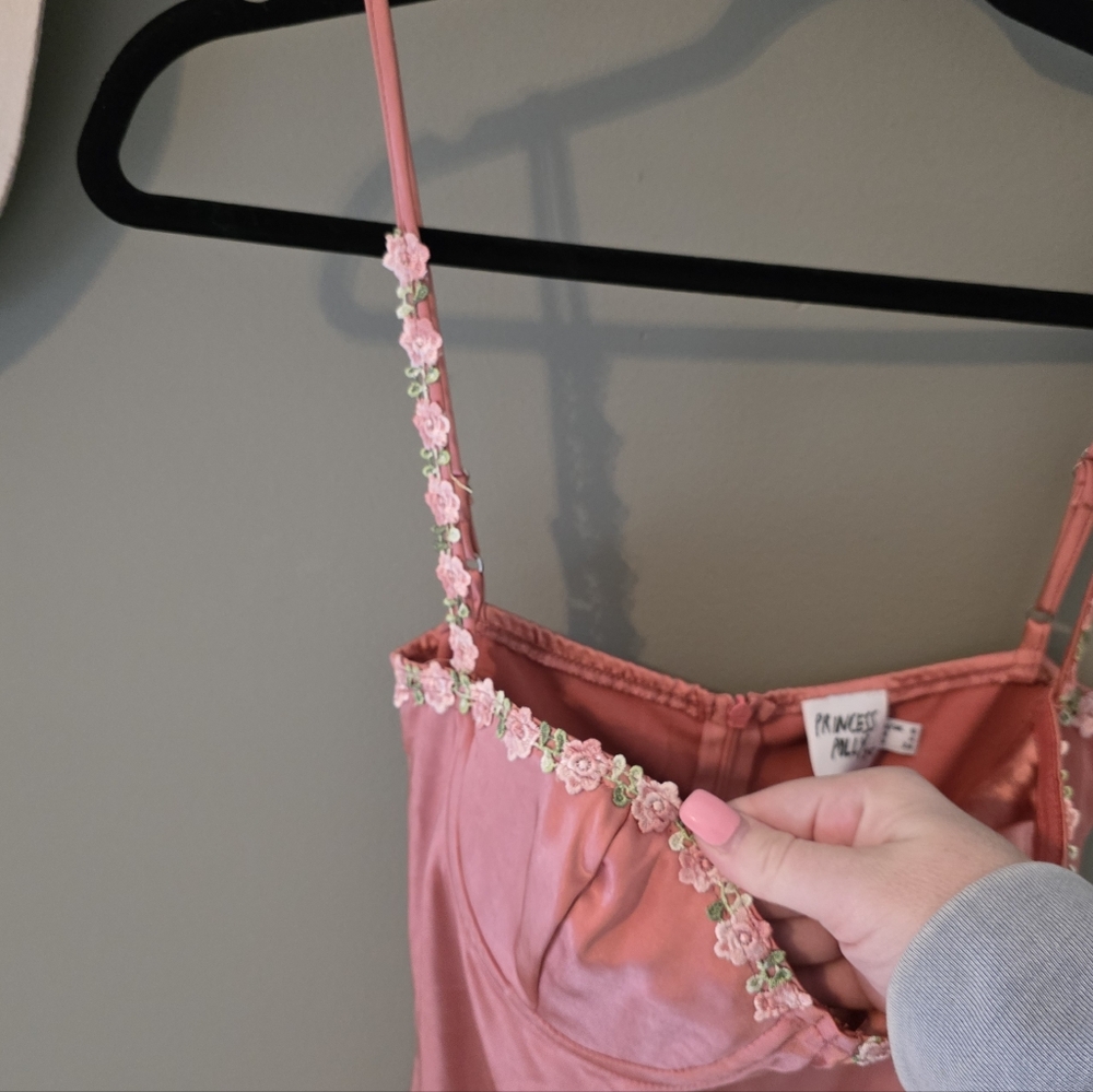 Princess Polly Amelia Peach Floral Dress Size 4 - Picture 4 of 14